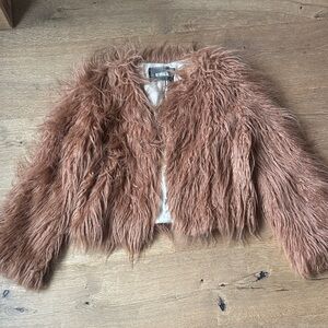 Reformation furry crop jacket